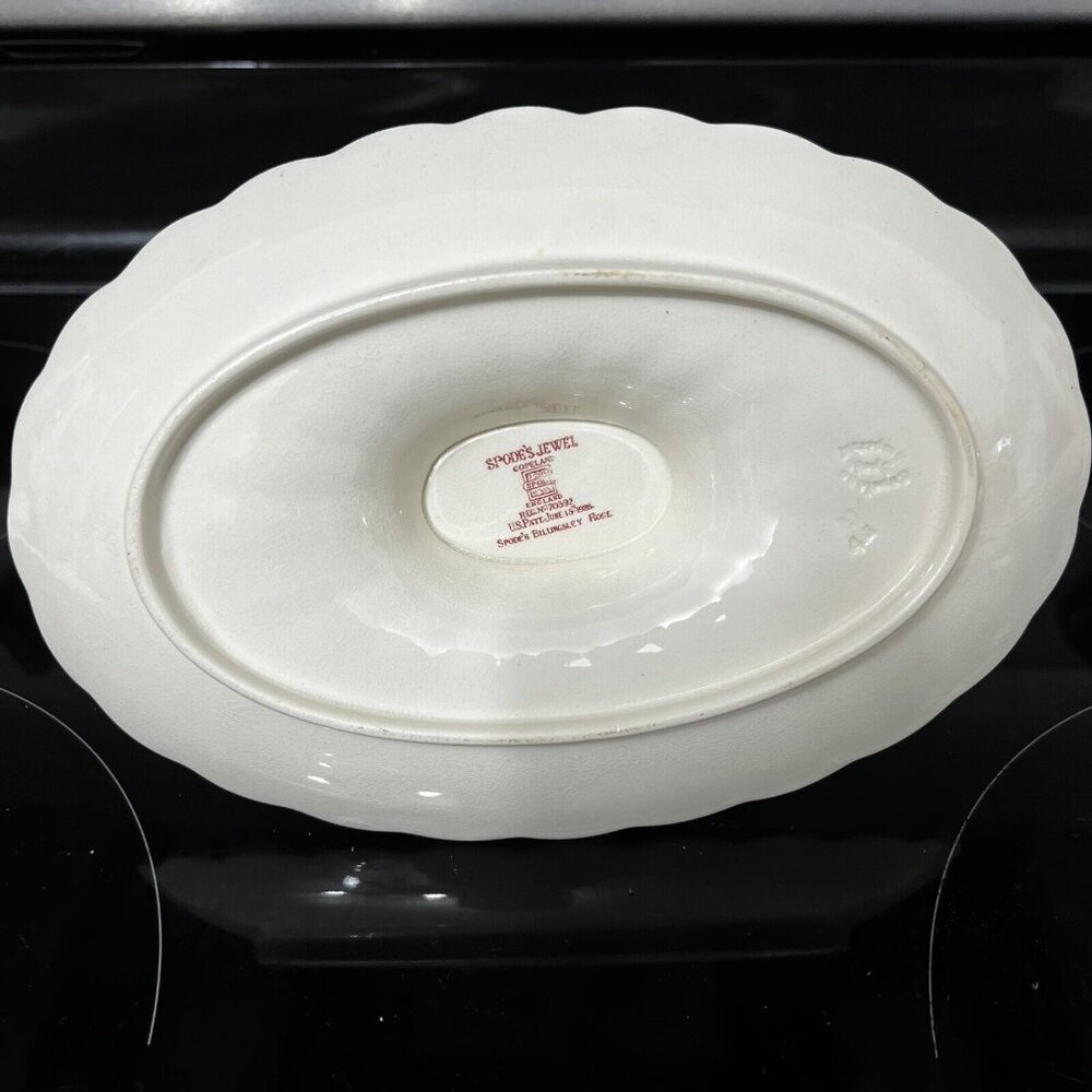Antique Spode Jewel China BILLINGSLEY ROSE Gravy Boat w/ Underplate - Picture 7 of 11